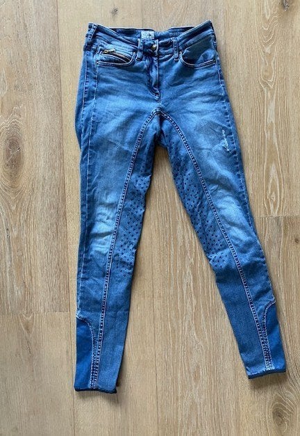 Gave rij jeans Kudamono rijbroek maat 28, Dieren en Toebehoren, Paardrijkleding, Blauw, Dressuur, Overige merken, Zo goed als nieuw