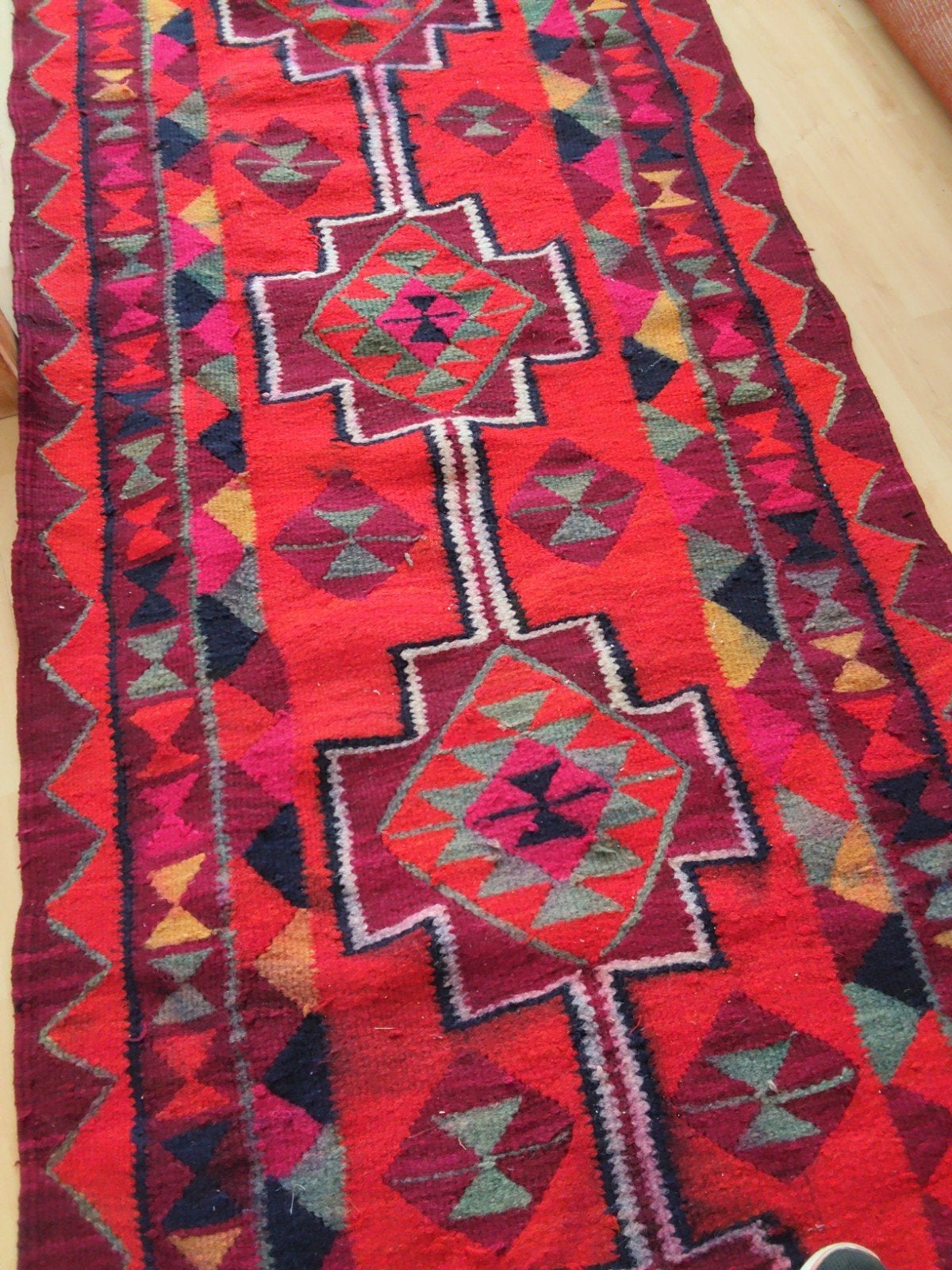 Gebruikt Handgeweven Oosters Kelim Tapijt 1x3 meter, Ophalen, Gebruikt, 200 cm of meer, 200 cm of meer