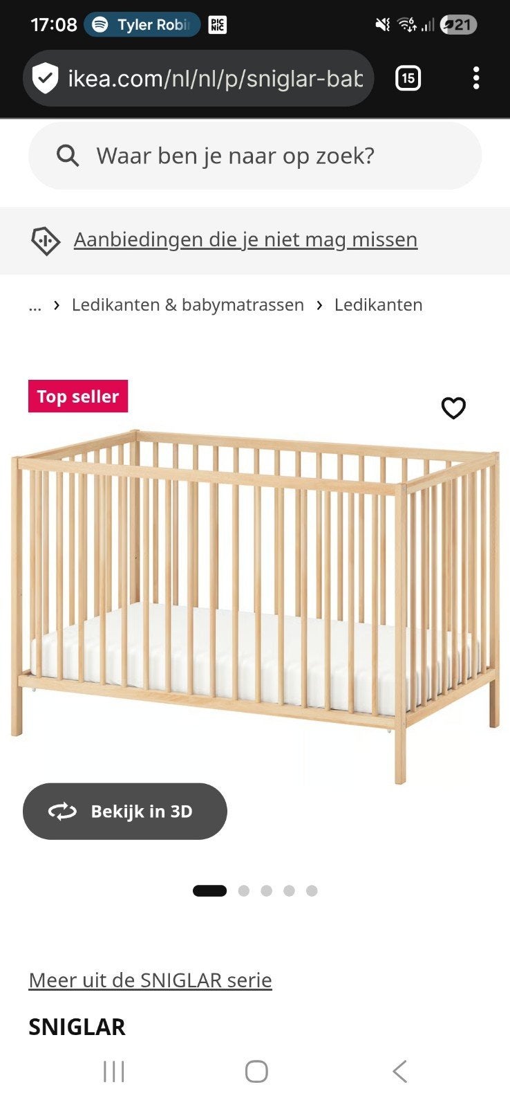 Gratis - sniglar ledikant ikea, Ophalen, Gebruikt, Ledikant