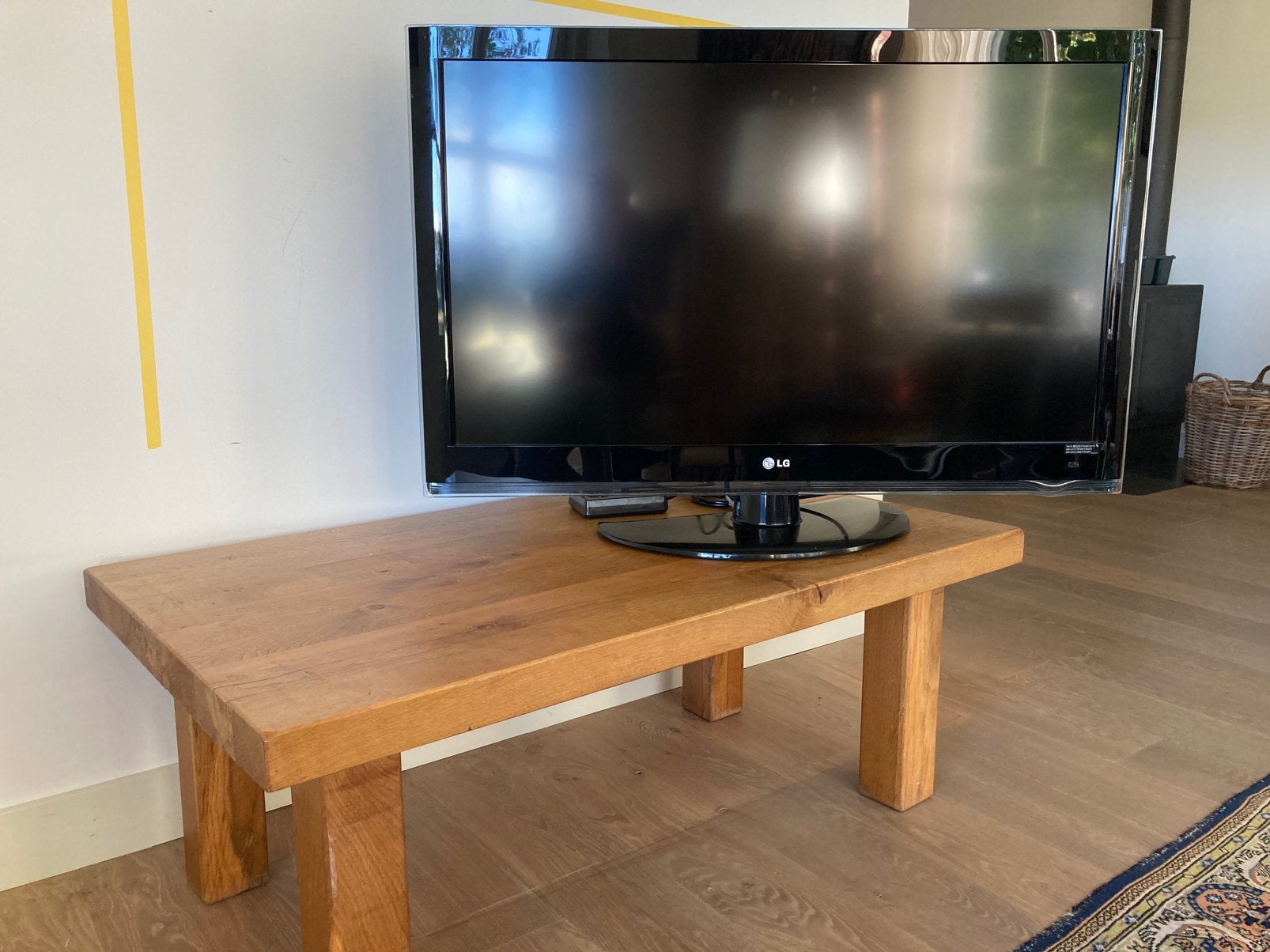 Eiken salontafel, Ophalen, Gebruikt, 100 tot 150 cm, Eikenhout