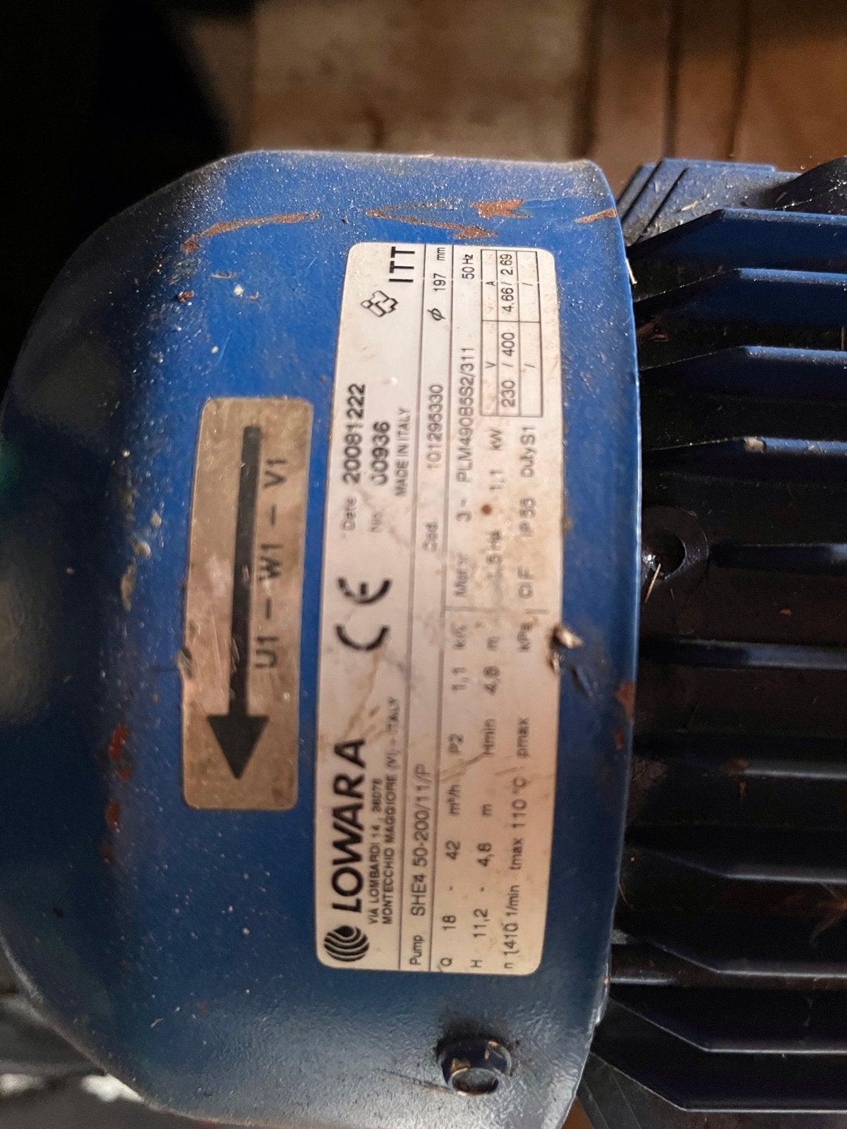 Lowara Vloeistofpomp 1.1 kW - SHE4.50-200/11/P, Ophalen