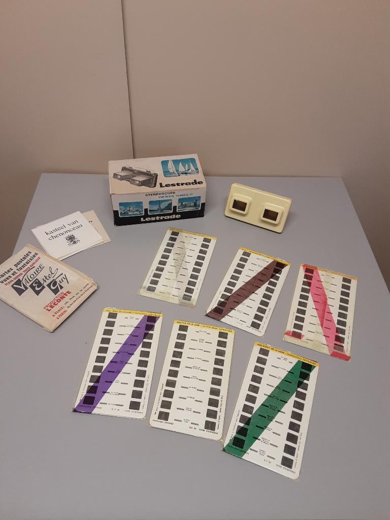 Vintage stereoscoopviewer LESTRADE met 6 foto kaarten, Gebruikt, ., Ophalen of Verzenden, LESTRADE