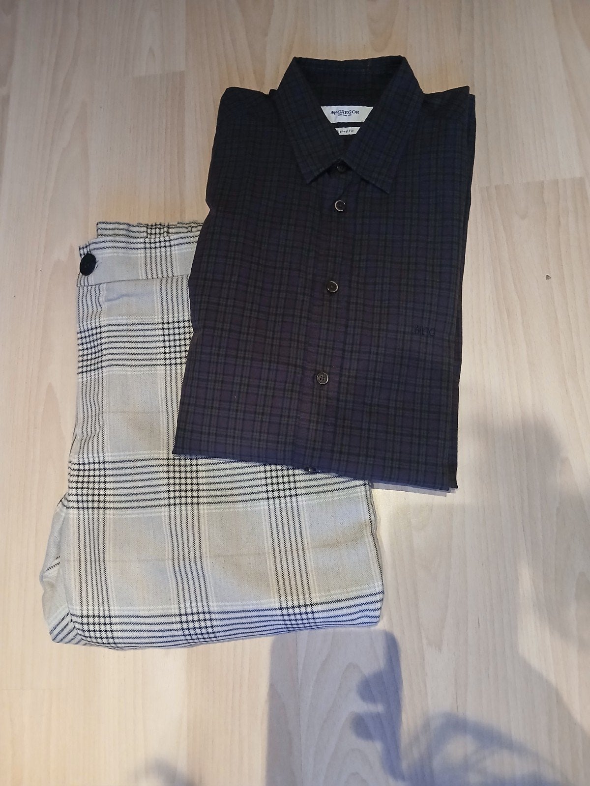 Distrikt ruitbroek (L) & McGregor overhemd (S) - Donkerbruin, Bruin, Distrikt & McGregor, Overige maten, Ophalen of Verzenden