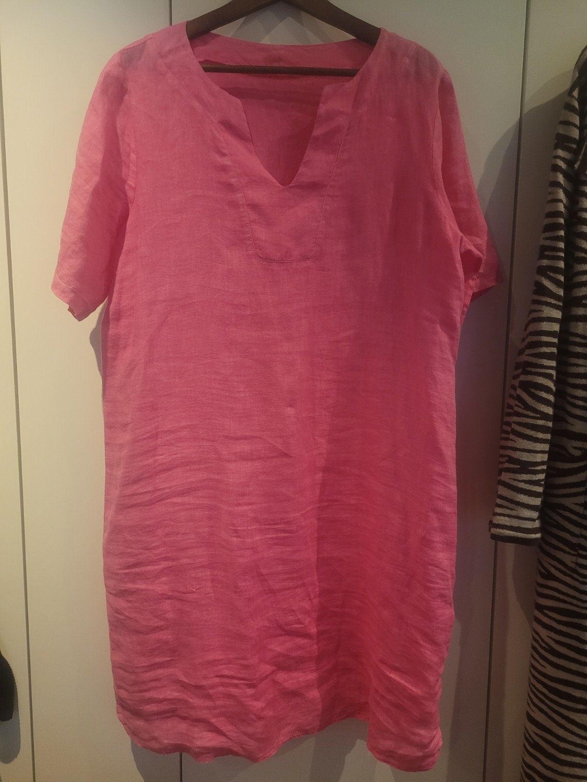 Roze linnen jurk/tuniek - 1 keer gedragen, Ophalen of Verzenden, Zo goed als nieuw, Roze, Knielengte