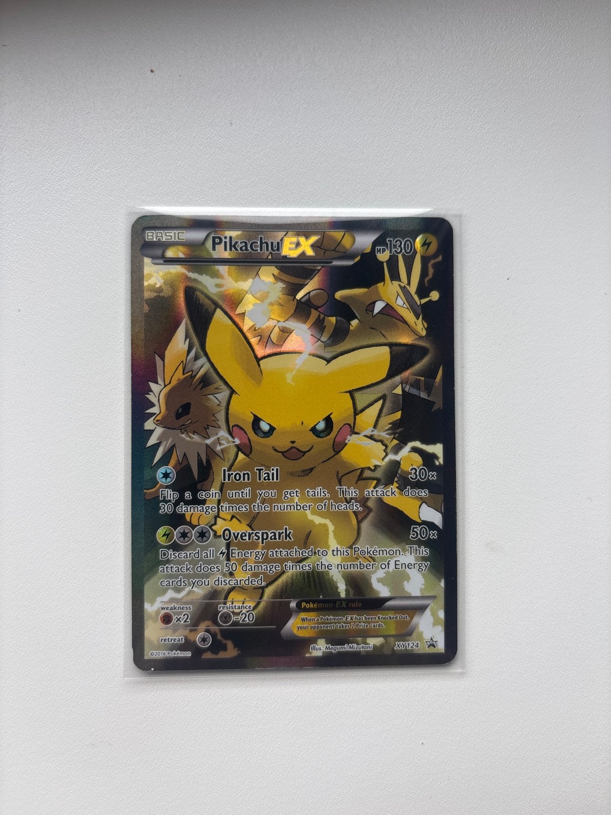 Pikachu EX XY124Promo Pokémon Kaart - Ruilen mogelijk, Ophalen of Verzenden, Zo goed als nieuw, Losse kaart
