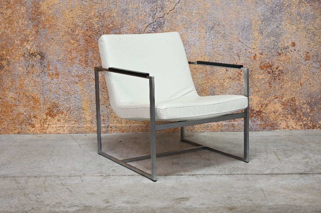 IZG Staat witte leren Harvink Oscar design fauteuil, Harvink, Harvink, 75 tot 100 cm, Ophalen of Verzenden