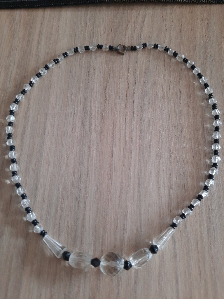 Ketting vintage kralen, Sieraden, Tassen en Uiterlijk, Kettingen, Ophalen of Verzenden, Gebruikt, Zwart, Overige materialen
