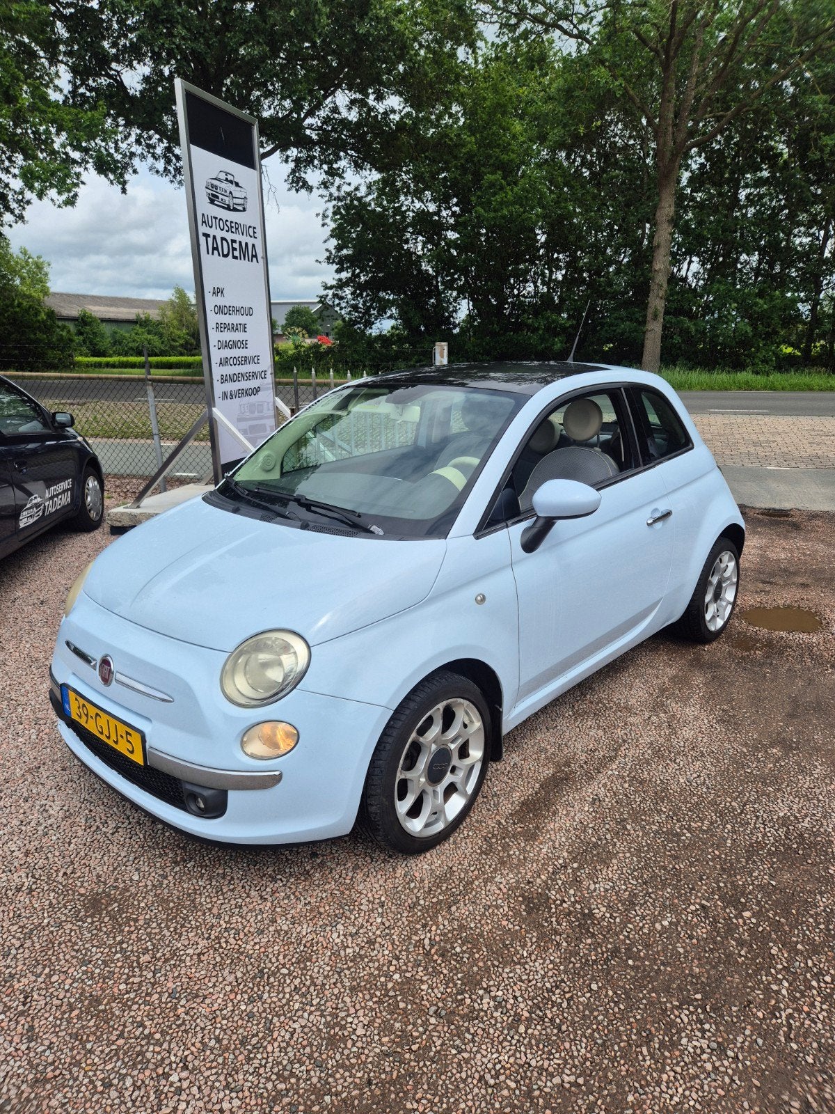 Fiat 500 1.4 16V 73KW C 2008 Blauw, Auto's, Voorwielaandrijving, 31 €/maand, 4 cilinders, 100 pk