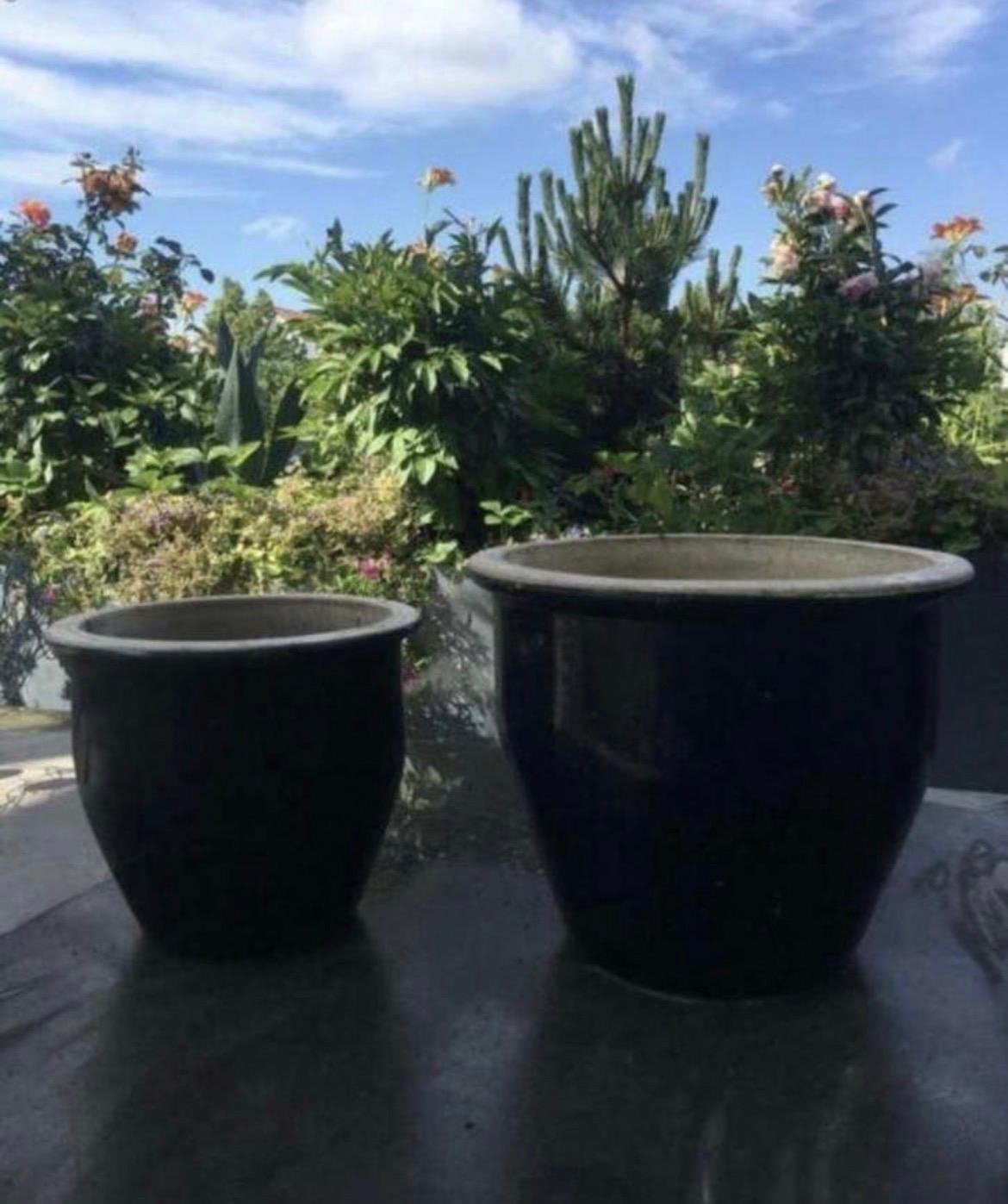 Oude geglazuurde bloempotten - diverse maten, Gebruikt, Rond, Minder dan 40 cm, Balkon