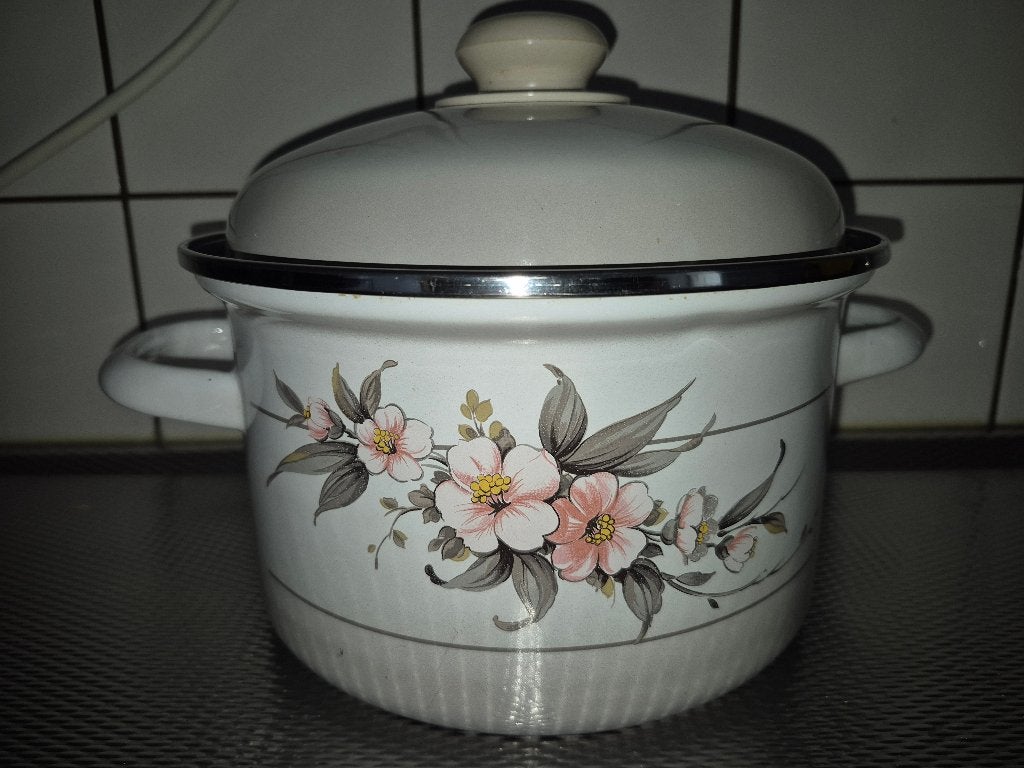 Emaille kookpan/soeppan/stamppot pan, Huis en Inrichting, Ophalen of Verzenden, Zo goed als nieuw, Kookpan, Met deksel
