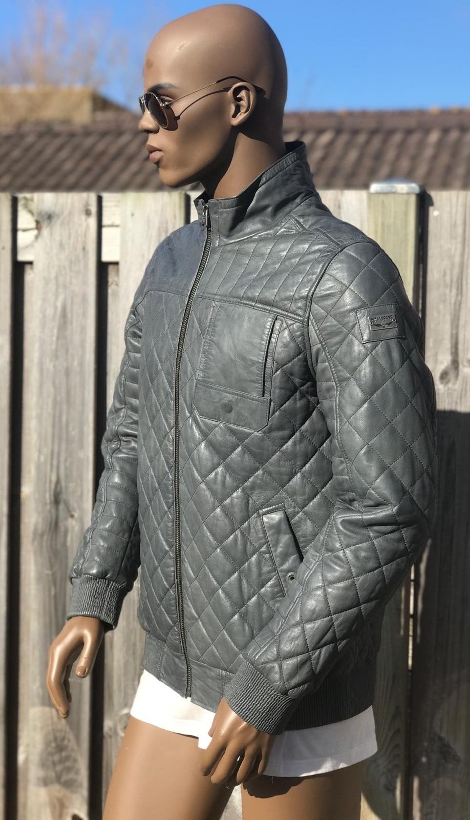 PME LEGEND exclusieve leren tussen jas met leren boorden (M)