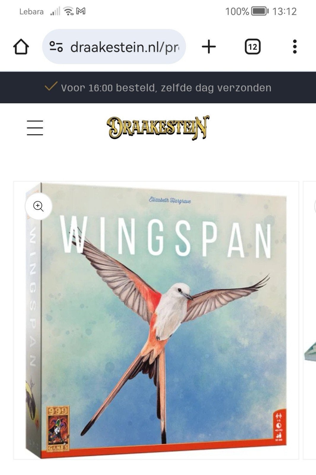Wingspan Bordspel - Nieuw in Verpakking, Ophalen of Verzenden, Nieuw, 999 Games