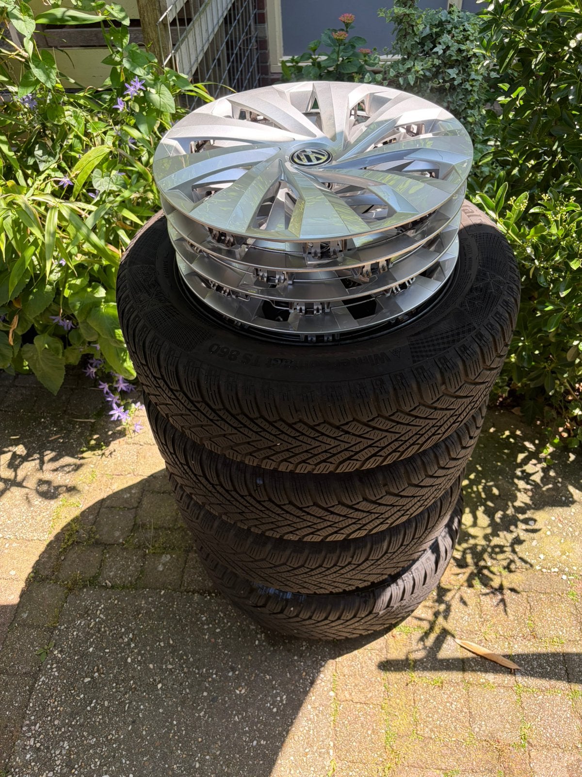 Complete set Continental 185/65 R15 T winterbanden, Ophalen, Gebruikt, 15 inch, Banden en Velgen