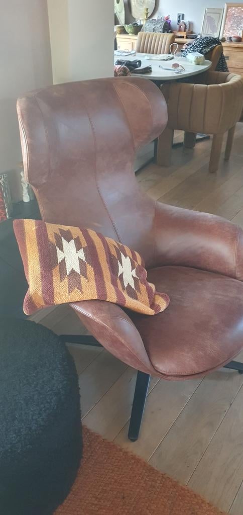 Leren fauteuil, Ophalen of Verzenden, Zo goed als nieuw, 50 tot 75 cm, Leer