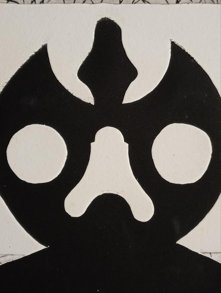 Lithografie abstracte reliëf druk 1969 gesigneerd, Antiek en Kunst, Ophalen of Verzenden
