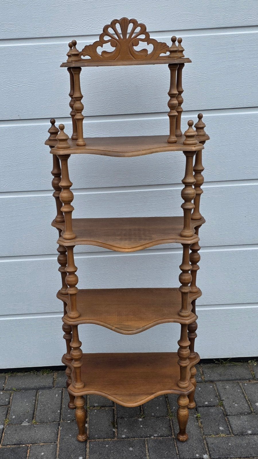 Oude houten etagiere honingmahonie, Antiek en Kunst, Ophalen