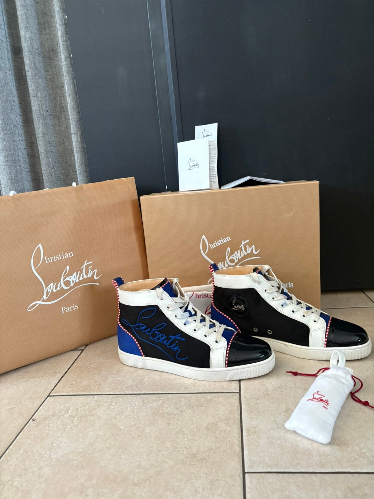 Louboutin blue sneakers, Kleding | Heren, Schoenen, Ophalen of Verzenden, Zo goed als nieuw, Blauw