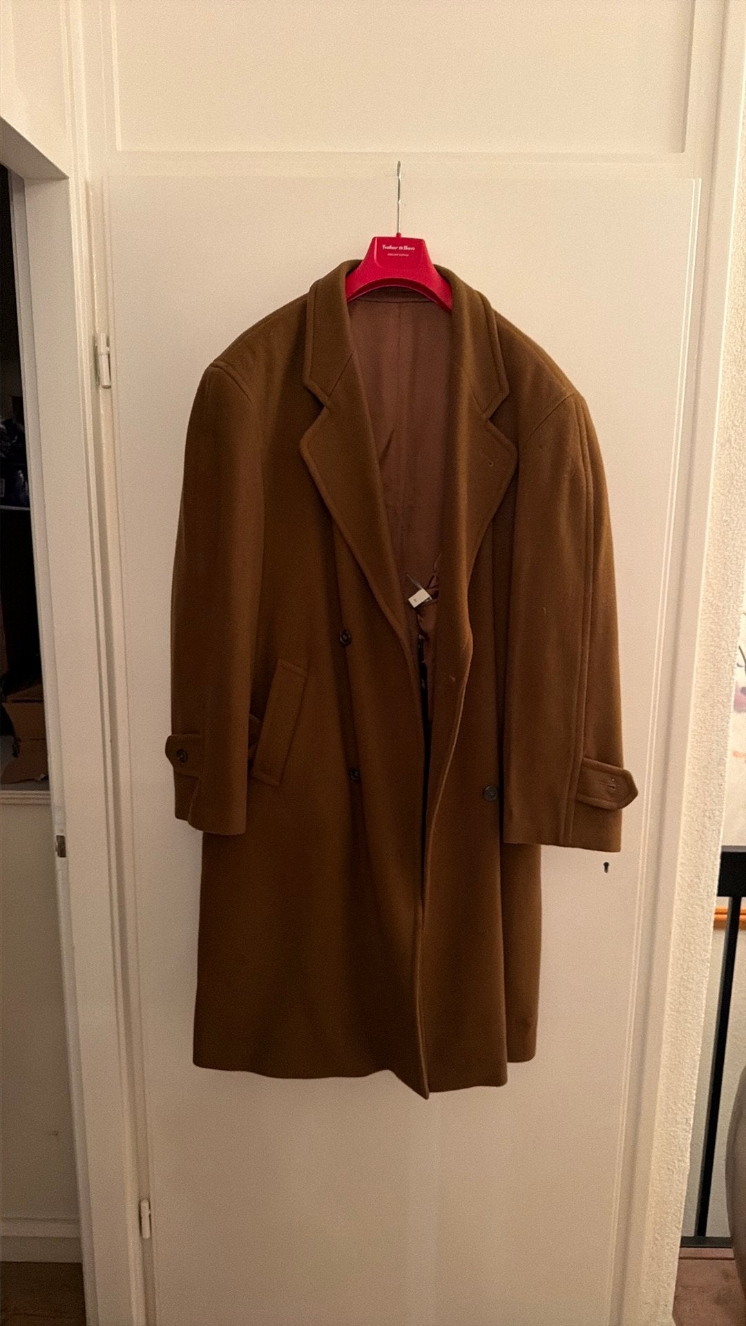 Vintage Shelter Herenmantel 54/XXL Wol Cashmere Camel Bruin, Ophalen of Verzenden, Zo goed als nieuw, Maat 52/54 (L), Bruin