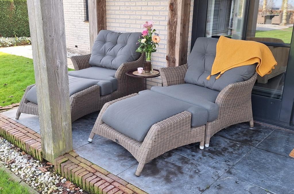 4 Seasons Outdoor Valentine Relaxstoelen met voetenbank, Tuin en Terras, Stoel, Zo goed als nieuw, Loungeset, Wicker