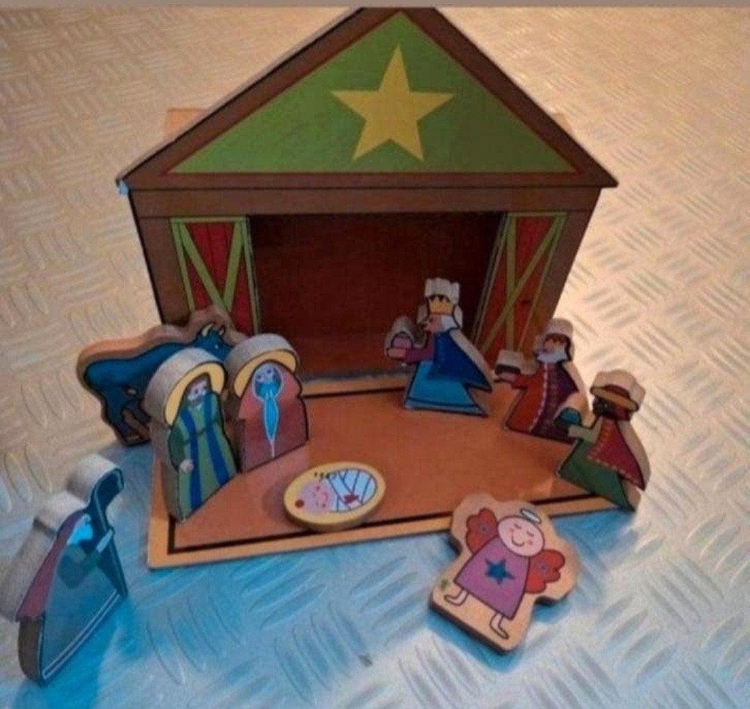 kerststal hout. vintage, Diversen, Kerst, Ophalen of Verzenden, Zo goed als nieuw