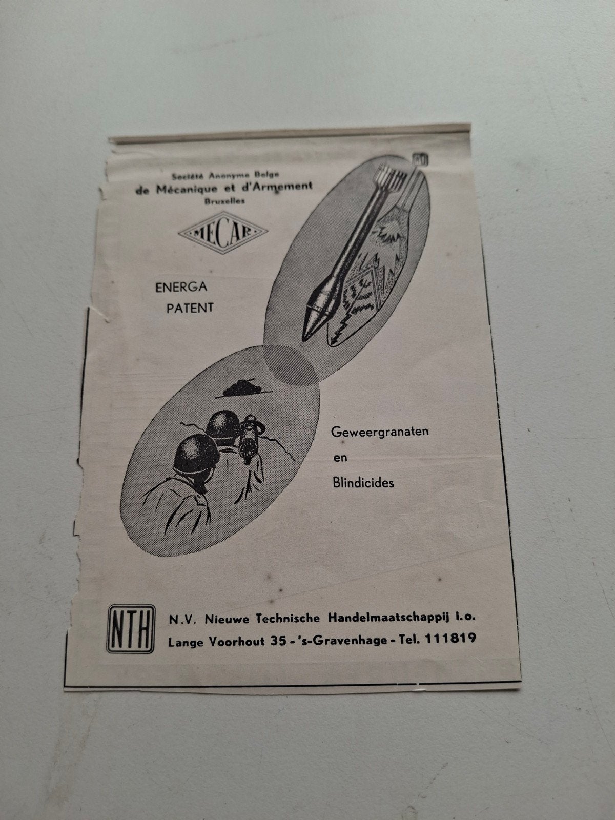 Advertentie NTH  geweergranaten en blindicides., Ophalen of Verzenden, Zo goed als nieuw, Overige typen