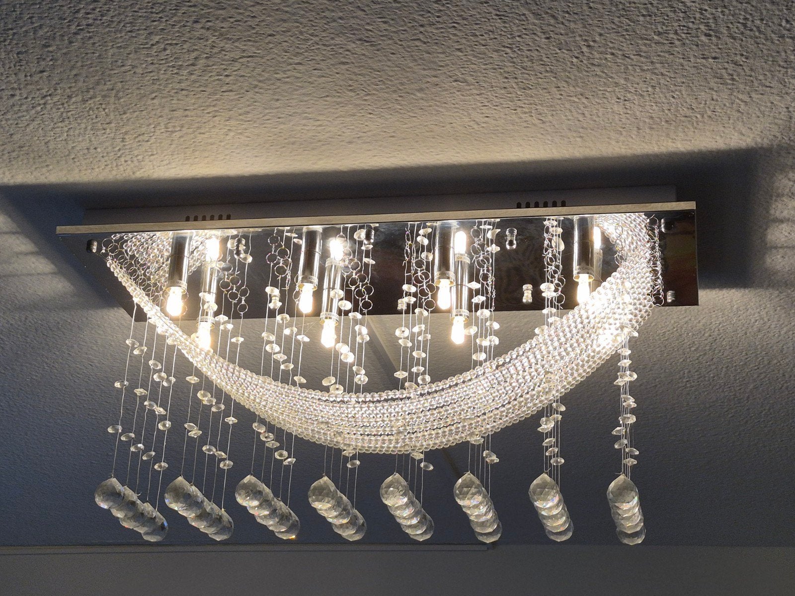 Plafondlamp met glinsterende glaskristallen kralen, Ophalen, Zilver, Modern, Zo goed als nieuw