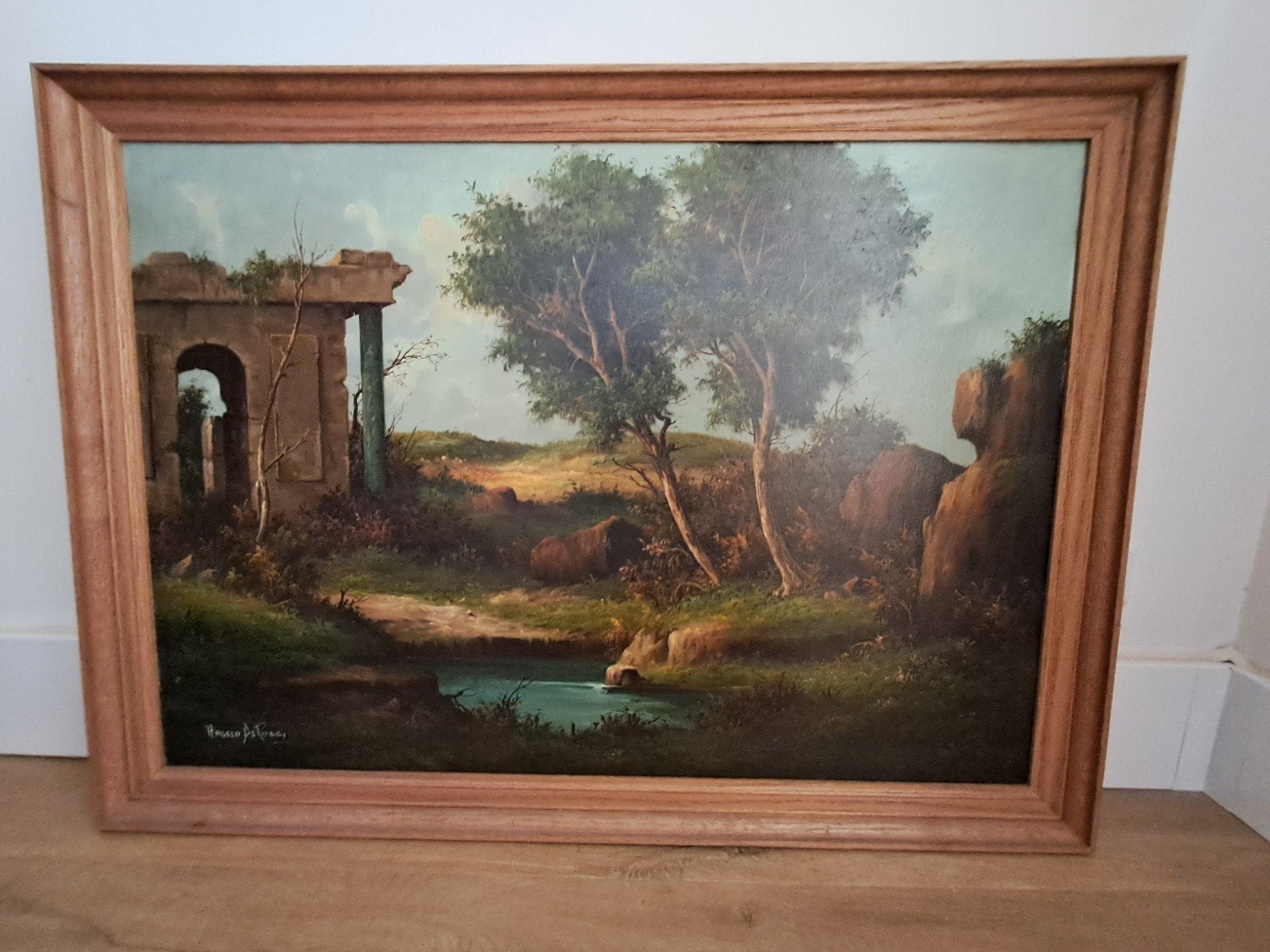 Schilderij, landschap, Ophalen, Klassiek, Ingelijst, Landschap