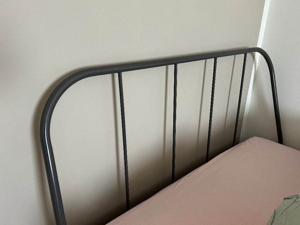 tweepersoons bed 200x140, metaal antraciet, Ophalen, Tweepersoons, 140 cm, Zo goed als nieuw