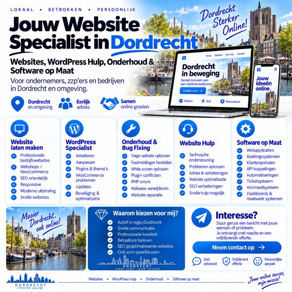 Website Laten Maken & WordPress Hulp Dordrecht, Vanaf 3 jaar, Geschikt als bijbaan, Freelance of Uitzendbasis, 33 - 40 uur