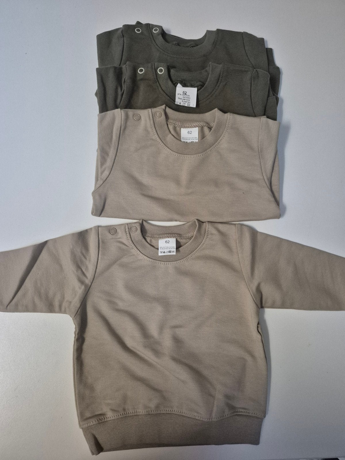 Partij 4 Nieuwe Sweaters Maat 62 - Legergroen & Zandkleur, Ophalen of Verzenden