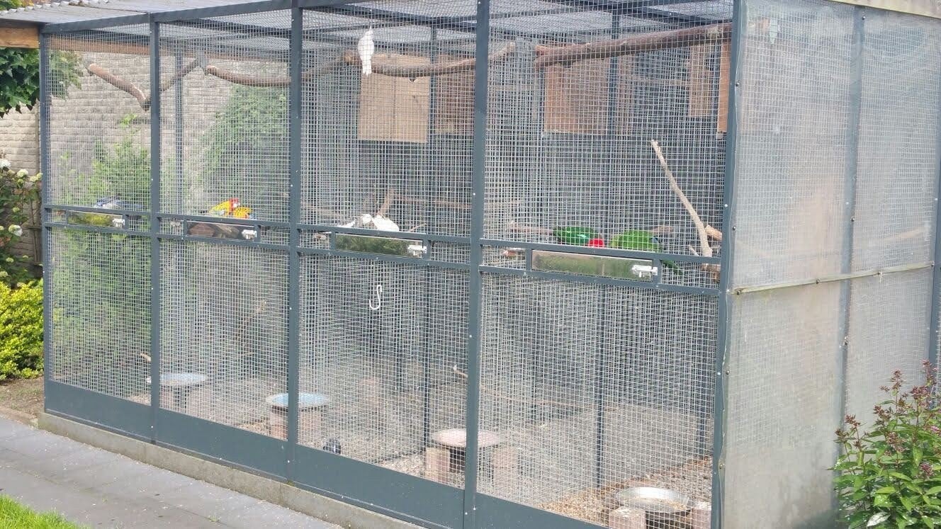 te koop, Dieren en Toebehoren, Vogels | Hokken en Kooien, Zo goed als nieuw, Volière, Aluminium, Ophalen