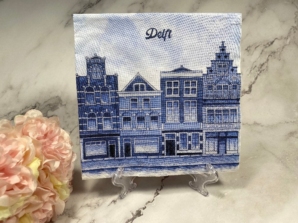 Delfts blauw grachtenhuisjes knutsel servetten Delft nr 704D, Ophalen of Verzenden, Nieuw