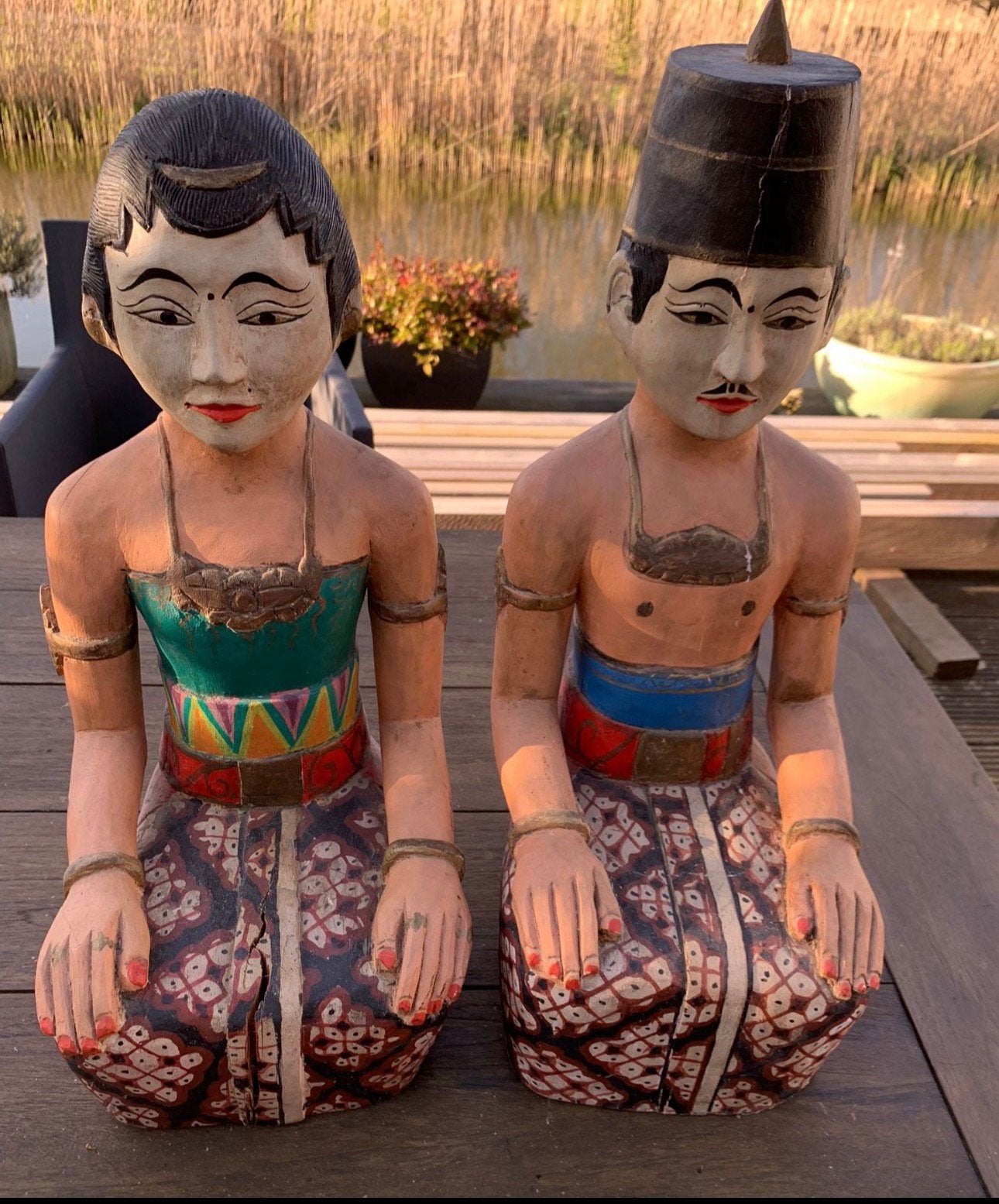 Prachtige indonesische beelden, Antiek en Kunst, Kunst | Beelden en Houtsnijwerken, Ophalen, Houtsnijwerk, Art deco, 50 - 100 cm