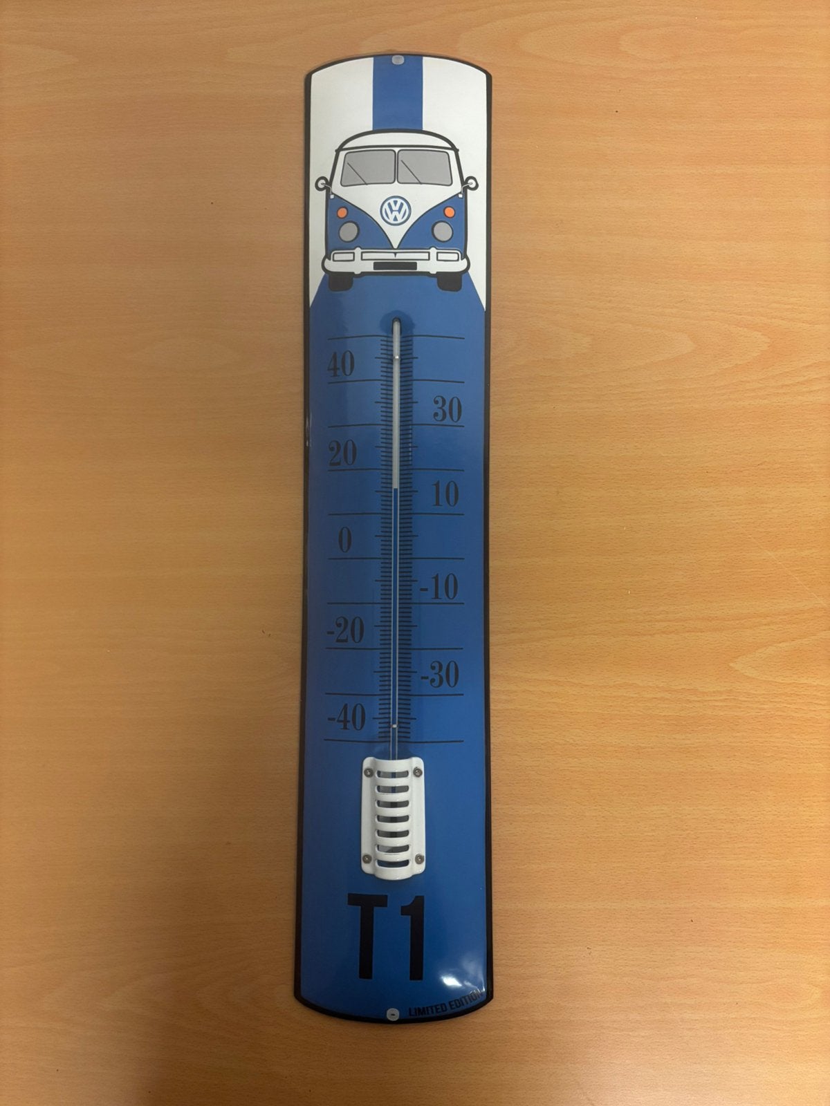 Prachtig emaille bord VW T-1 met thermometer, Ophalen of Verzenden, Zo goed als nieuw, Reclamebord