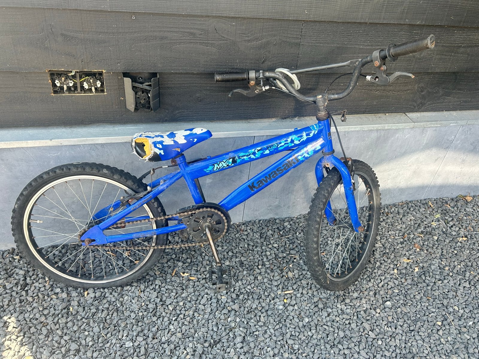 Stoere blauwe Kawasaki jongensfiets, Ophalen, Gebruikt, Minder dan 16 inch