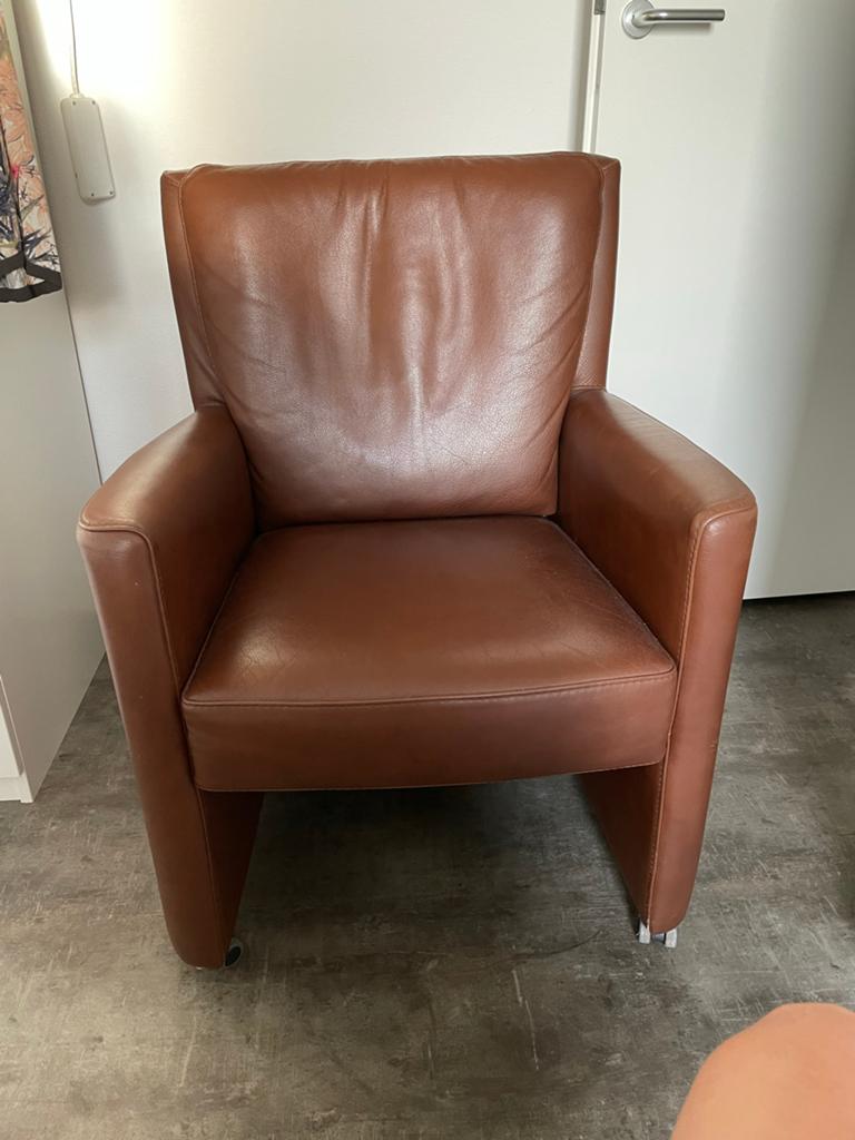 2x Bruine Leren Fauteuils - Comfortabel en Stijlvol, Huis en Inrichting, Fauteuils, Ophalen, Zo goed als nieuw, 50 tot 75 cm, Leer