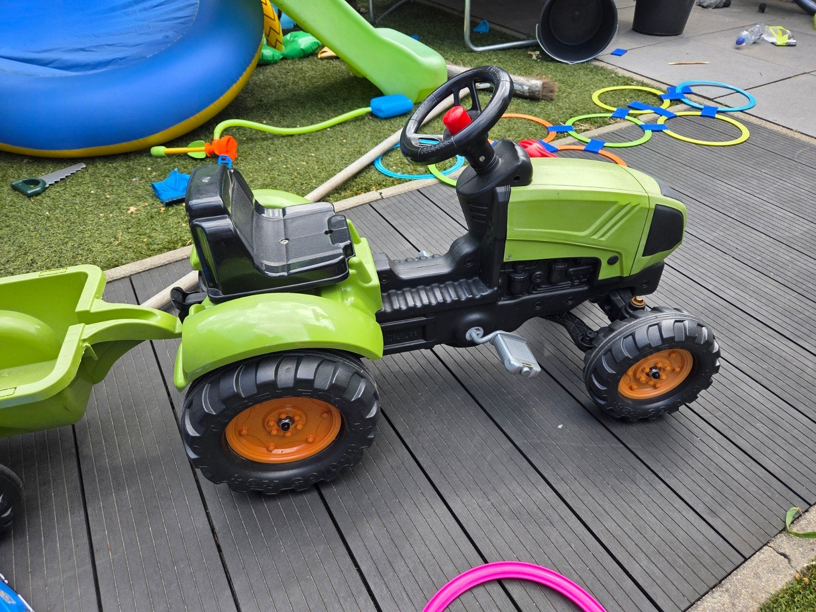 FALK traptractor met aanhanger - Groen, Ophalen of Verzenden, Gebruikt, Trapvoertuig