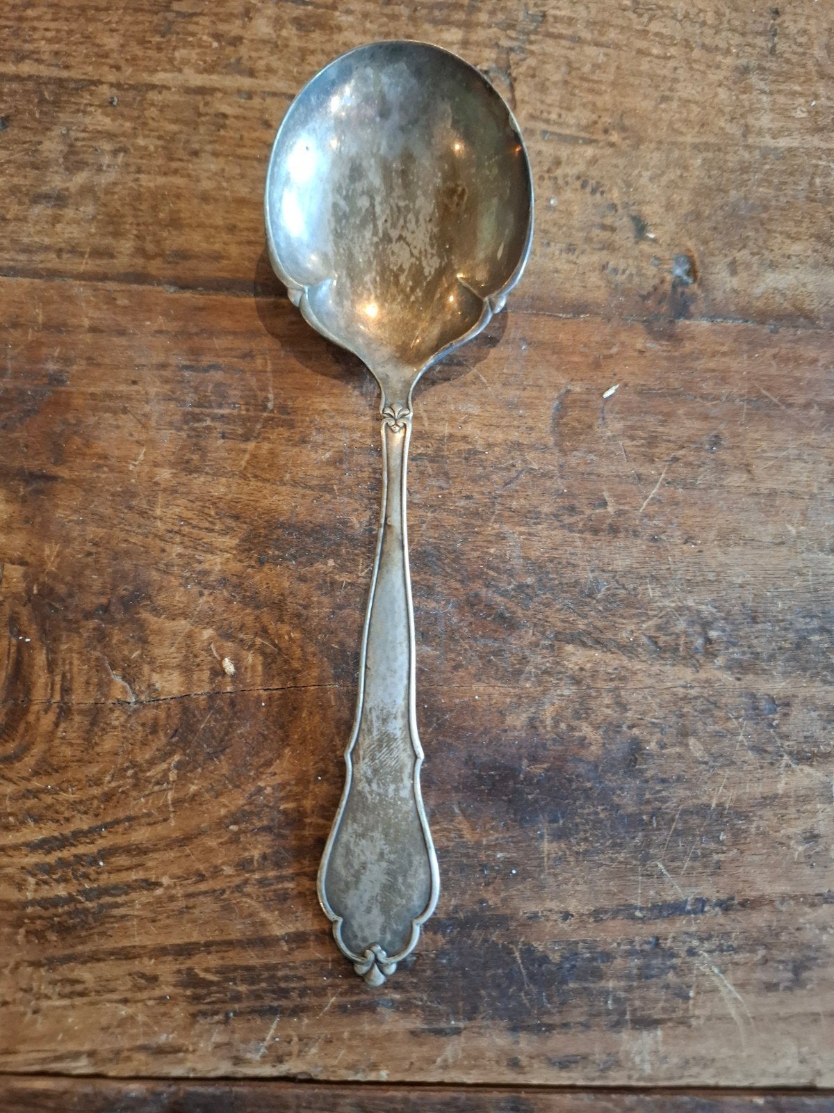 Antieke verzilverde soeplepel, Ophalen of Verzenden