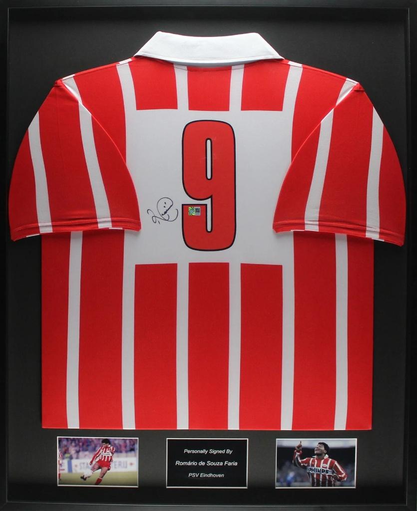 Romario PSV Eindhoven 90/92 Ingelijst gesigneerd Thuis Shirt, Buitenlandse clubs, Soccersignings.nl, Shirt, Nieuw