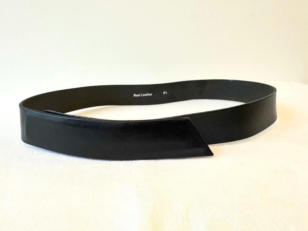 zwarte leren riem 95 cm klittenband elegant, Kleding | Dames, Riemen en Ceinturen, Zwart, 90 tot 100 cm, Tailleriem, Ophalen of Verzenden