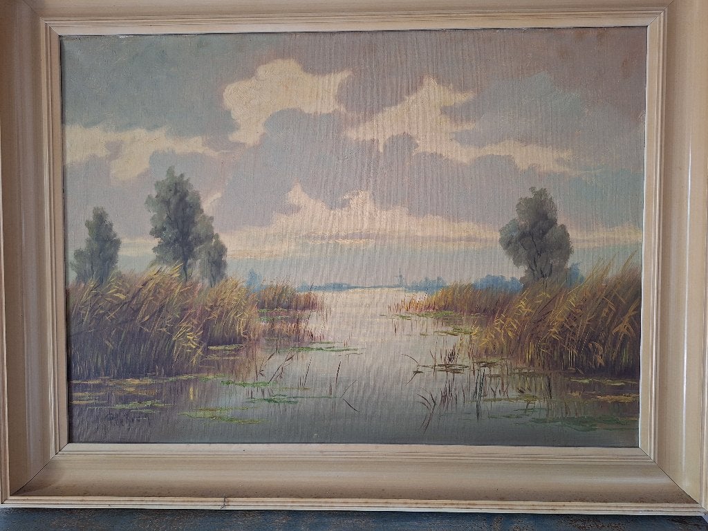 Schilderij P. de Bruijn, Antiek en Kunst, Kunst | Schilderijen | Klassiek, Ophalen, Realistisch, Olieverf, Landschap