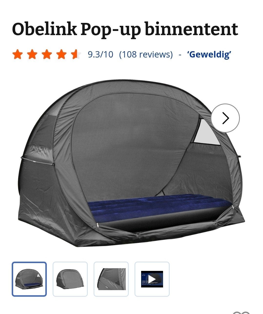 Obelink Pop-up binnentent - Extra slaapplek in tent, Ophalen of Verzenden, Nieuw
