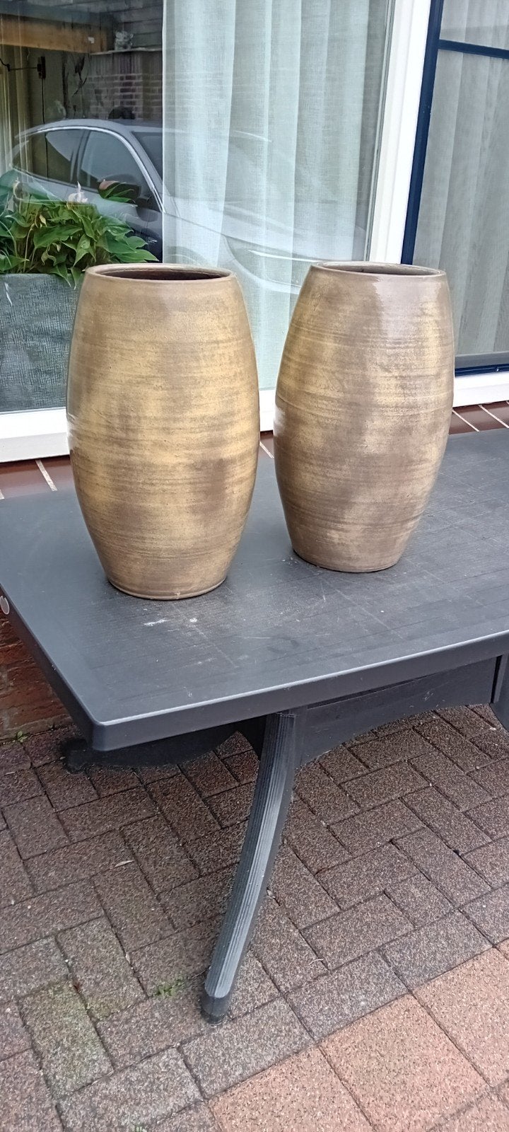 Te koop: 2 grote potten 50 cm hoog, Ophalen, Gebruikt