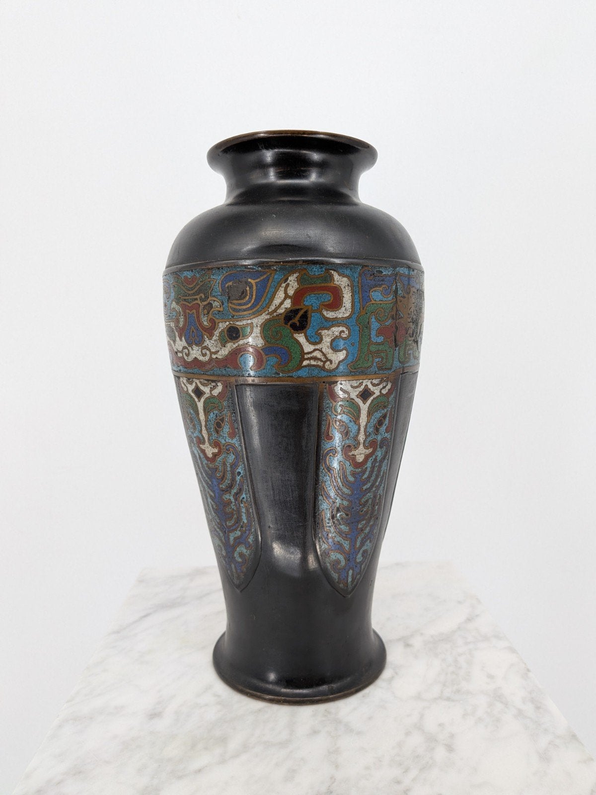 Antieke Japanse Koperen / Bronzen Cloisonné Vaas – Meiji, Ophalen of Verzenden