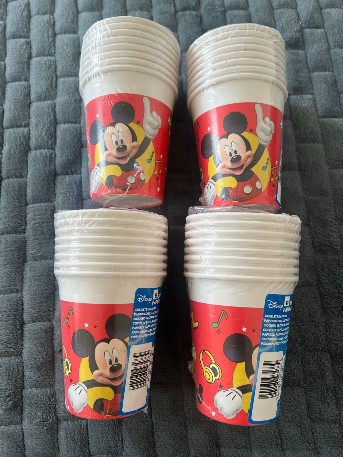 NIEUW, set van 4 pakken bekers van Disney’s Mickey Mouse, Ophalen of Verzenden, Nieuw, Feestartikel, Verjaardag