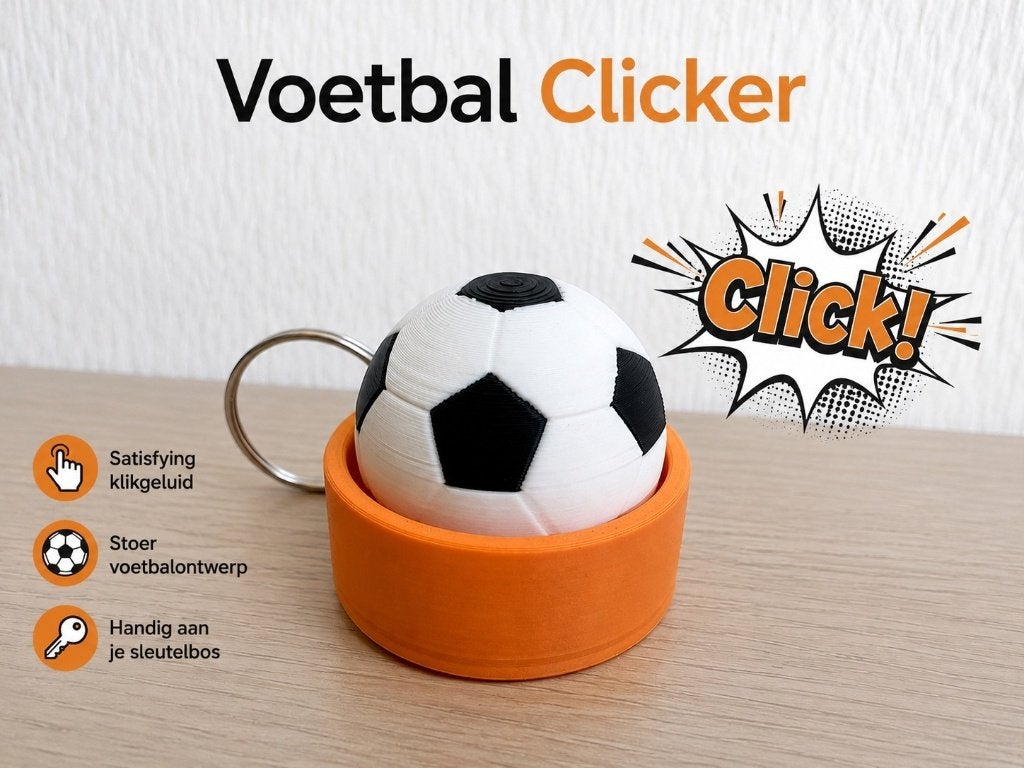 Voetbal Clicker Sleutelhanger Oranje – Fidget Speelgoed, Ophalen of Verzenden, Nieuw, Jongen of Meisje