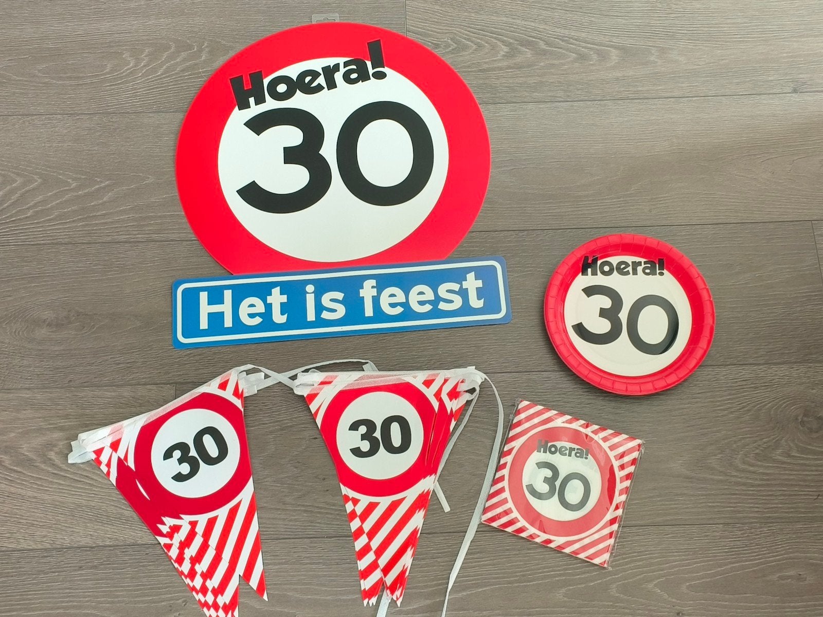 Hoera 30 jaar feest versiering set, Ophalen of Verzenden, Zo goed als nieuw, Versiering, Verjaardag