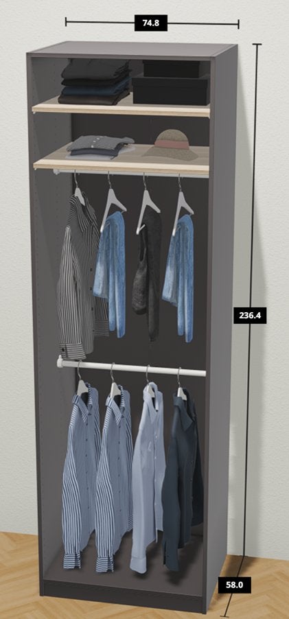IKEA Pax kast 236x75x58, Ophalen, Gebruikt, 200 cm of meer, Met plank(en)