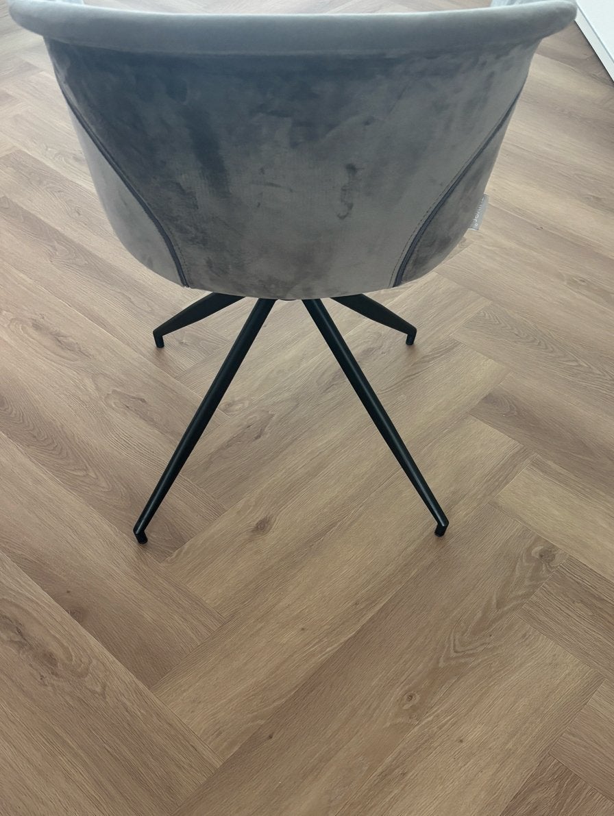 4x Zuiver Velvet Eetkamerstoelen Grijs -, Huis en Inrichting, Stoelen, Ophalen, Gebruikt, Vier, Stof