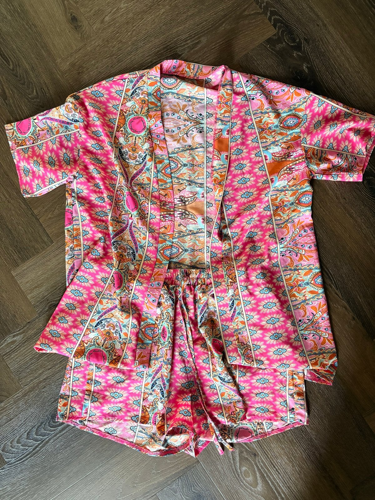 Zomer setje: Roze Kimono met broekje, Ophalen of Verzenden, Zo goed als nieuw
